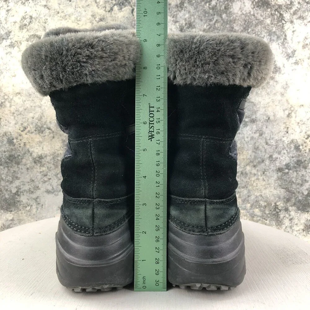 Columbia Women's Size 7.5 Sierra Summette Black Leather Faux Fur Winter Boots